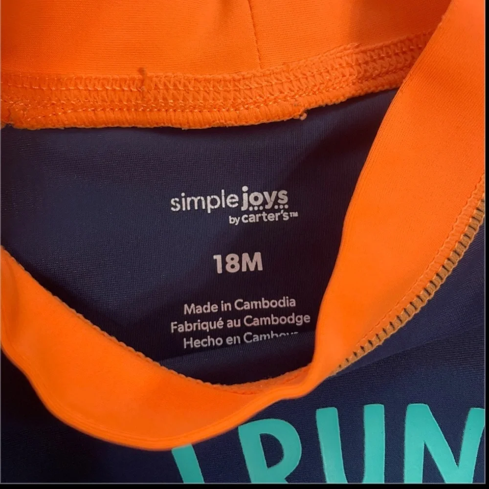 Carter's Orange and Navy Boys Swim Rashguard Set